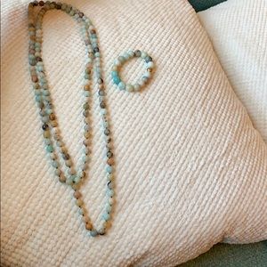 Long beaded necklace and bracelet set